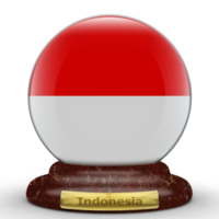 3D Flag of Indonesia on globe background. png