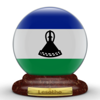 3D-Flagge von Lesotho auf einem Globus-Hintergrund. png