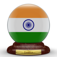 3D Flag of India on a globe background. png