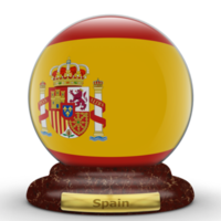 3D Flag of Spain on globe background. png