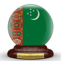 3D Flag of Turkmenistan on a globe background. png