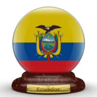 3d vlag van Ecuador Aan een wereldbol achtergrond. png