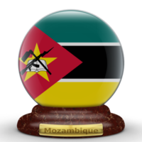 3D Flag of Mozambique on a globe background. png