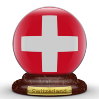 3D Flag of Switzerland on globe background. png