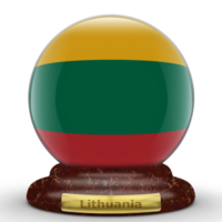 3D Flag of Lithuania on globe background. png