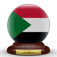 3D Flag of Sudan on a globe background. png