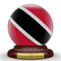 3D-Flagge von Trinidad und Tobago auf Globushintergrund. png