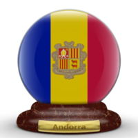 3d vlag van Andorra Aan een wereldbol achtergrond. png