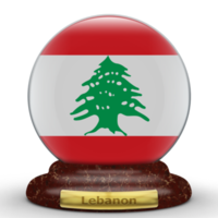 3d flagga av libanon på en klot bakgrund. png