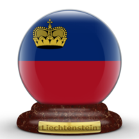 3D Flag of Liechtenstein on a globe background. png