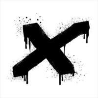 Spray painted graffiti check mark in black over white. X symbol. isolated on white background. vector illustration