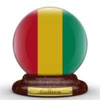 3D-Flagge von Guinea auf einem Globus-Hintergrund. png
