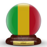 3D-Flagge von Mali auf einem Globus-Hintergrund. png