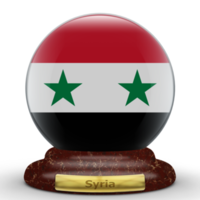 3D Flag of Syria on a globe background. png