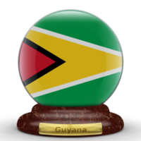 3D Flag of Guyana on a globe background. png