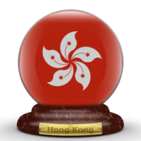 3D Flag of Hong Kong on a globe background. png