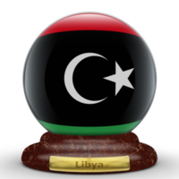 3D Flag of Libya on globe background. png