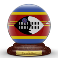 3D Flag of Eswatini on a globe background. png