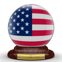 3D Flag of United States of America on globe background. png