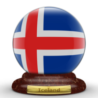 3D Flag of Iceland on globe background. png