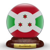 3d flagga av burundi på en klot bakgrund. png