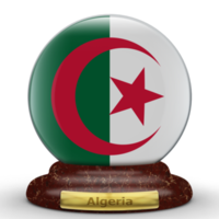 3d flagga av algeriet på klot bakgrund. png