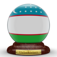 3D Flag of Uzbekistan on globe background. png