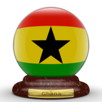 3D-Flagge von Ghana auf Globushintergrund. png