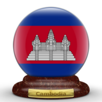 Bandeira 3D do Camboja no fundo do globo. png