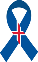 3d vlag van IJsland Aan een kleding stof lintje. png
