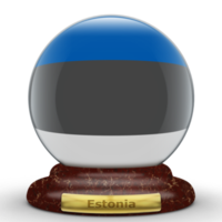 3D Flag of Estonia on globe background. png