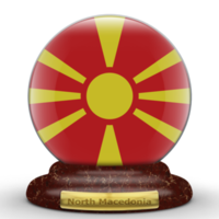 3d flagga av norr macedonia på en klot bakgrund. png