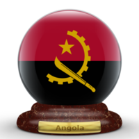 3d vlag van Angola Aan een wereldbol achtergrond. png