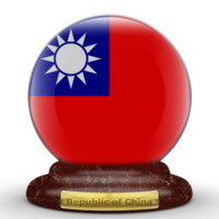 3D-Flagge der Republik China auf einem Globus-Hintergrund. png