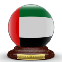 3d bandiera di unito arabo Emirates su globo sfondo. png