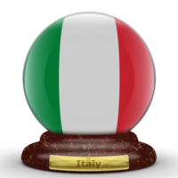 3d vlag van Italië Aan wereldbol achtergrond. png