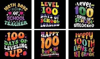 Paquete de diseño de camisetas de 100 días de escuela. 100 días de vector escolar. diseño de camiseta de tipografía.