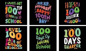 Paquete de diseño de camisetas de 100 días de escuela. 100 días de vector escolar. diseño de camiseta de tipografía.