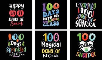 Paquete de diseño de camisetas de 100 días de escuela. 100 días de vector escolar. diseño de camiseta de tipografía.