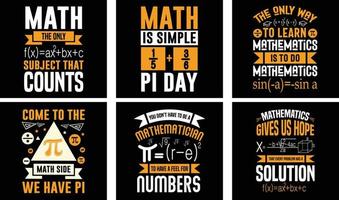 paquete de diseño de camisetas del día pi. camiseta pi. diseño de camisetas de matemáticas. gráficos vectoriales del día pi vector