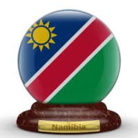 3D-Flagge von Namibia auf einem Globus-Hintergrund. png