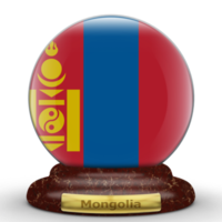 3D Flag of Mongolia on a globe background. png