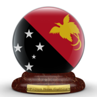 drapeau 3d de la papouasie-nouvelle-guinée sur un fond de globe. png