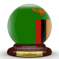 3D Flag of Zambia on a globe background. png