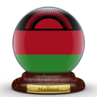 3D Flag of Malawi on a globe background. png