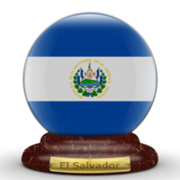 3D-Flagge von El Salvador auf einem Globus-Hintergrund. png