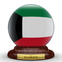 3D Flag of Kuwait on globe background. png