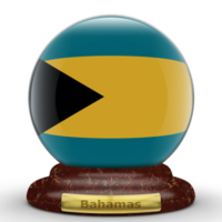 3D Flag of Bahamas on globe background. png