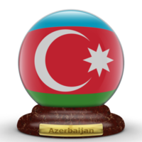 3D Flag of Azerbaijan on globe background. png