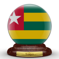 3D Flag of Togo on a globe background. png